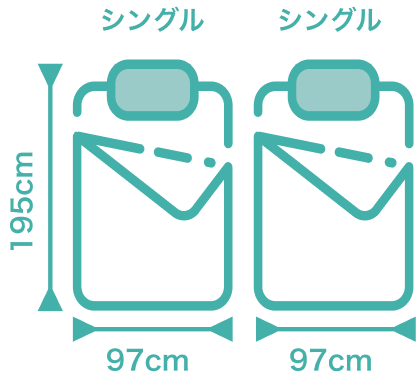 シングルを二つ並べたベット