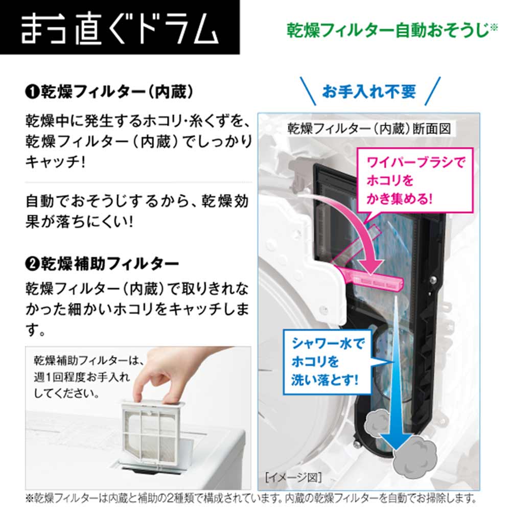 AQUA ドラム式洗濯乾燥機 まっ直ぐドラム 12.0kg ホワイト AQW-SD12R-L W (左開き) / AQUA（アクア） / 洗濯機 / AQU10180_dt_15.jpg