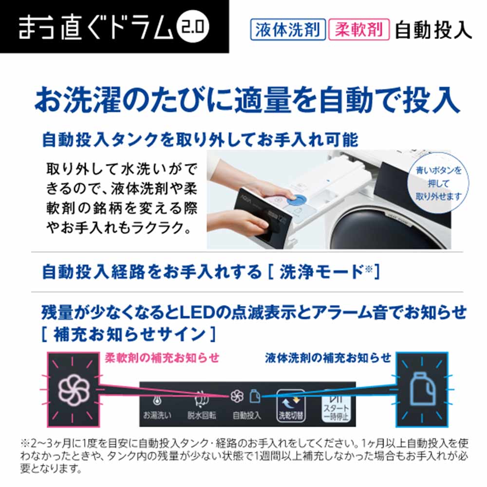 AQUA ドラム式洗濯乾燥機 まっ直ぐドラム2.0 10.0kg ホワイト AQW-DM10R-L W(左開き) / AQUA（アクア） / 洗濯機 / AQU10192_dt_17.jpg