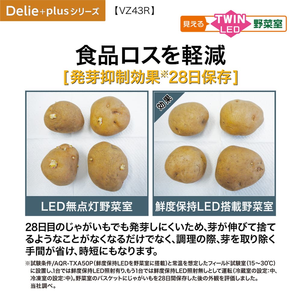AQUA 4ドア冷凍冷蔵庫 DELIE＋ 433L AQR-VZ43R (右開き) / AQUA（アクア） / 冷蔵庫・冷凍庫 / AQU10209_dt_24.jpg