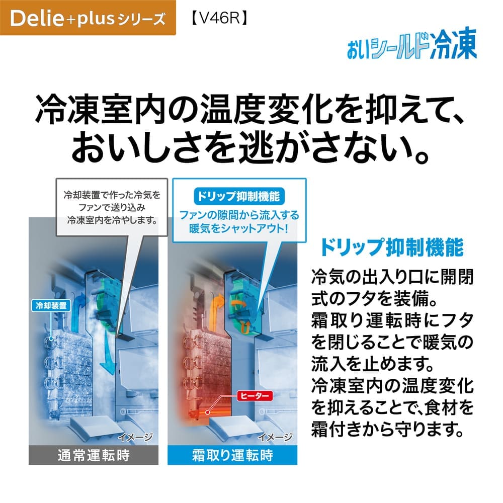AQUA 4ドア冷凍冷蔵庫 DELIE＋ チタンシルバー 458L AQR-V46R-L S (左開き) / AQUA（アクア） / 冷蔵庫・冷凍庫 / AQU10212_dt_12.jpg