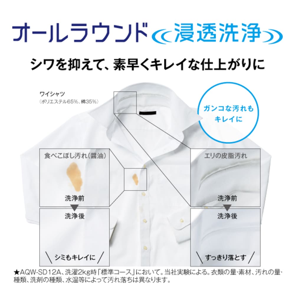 AQUA ドラム式洗濯乾燥機 まっ直ぐドラム 8.0kg ホワイト AQW-SD8A-L (左開き) / AQUA（アクア） / 洗濯機・乾燥機 / AQU10264_dt_09.jpg