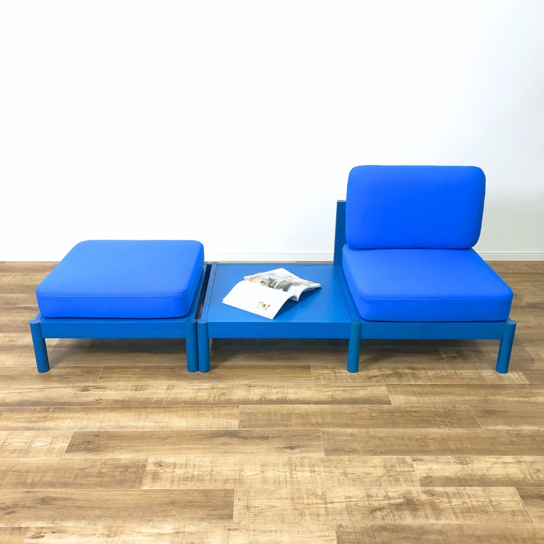 Karimoku New Standard Castor Lobby Sofa System 1seater armless ottoman SET Blue / Karimoku New Standard（カリモクニュースタンダード） / 1人掛けソファ / AWN30396_dt_01.jpg