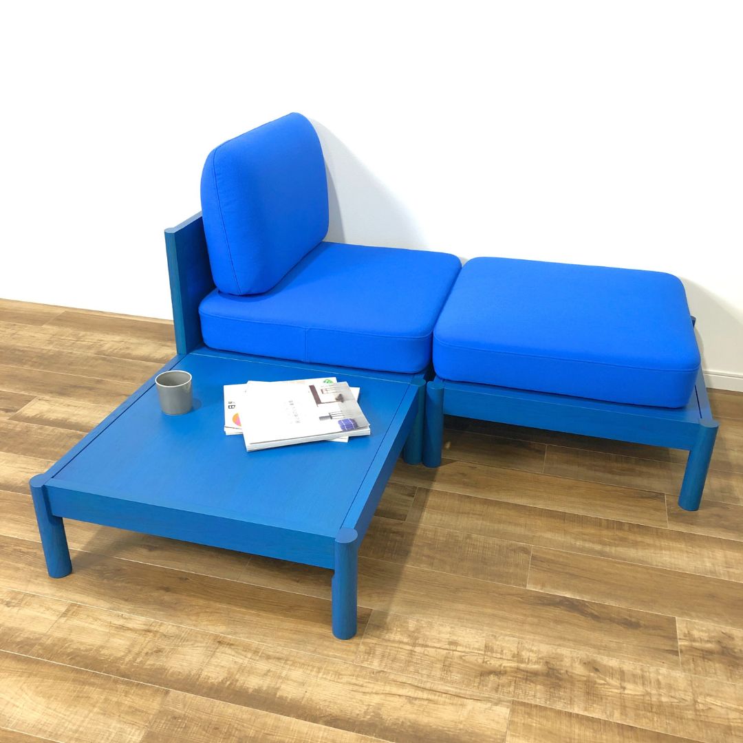 Karimoku New Standard Castor Lobby Sofa System 1seater armless ottoman SET Blue / Karimoku New Standard（カリモクニュースタンダード） / 1人掛けソファ / AWN30396_dt_02.jpg