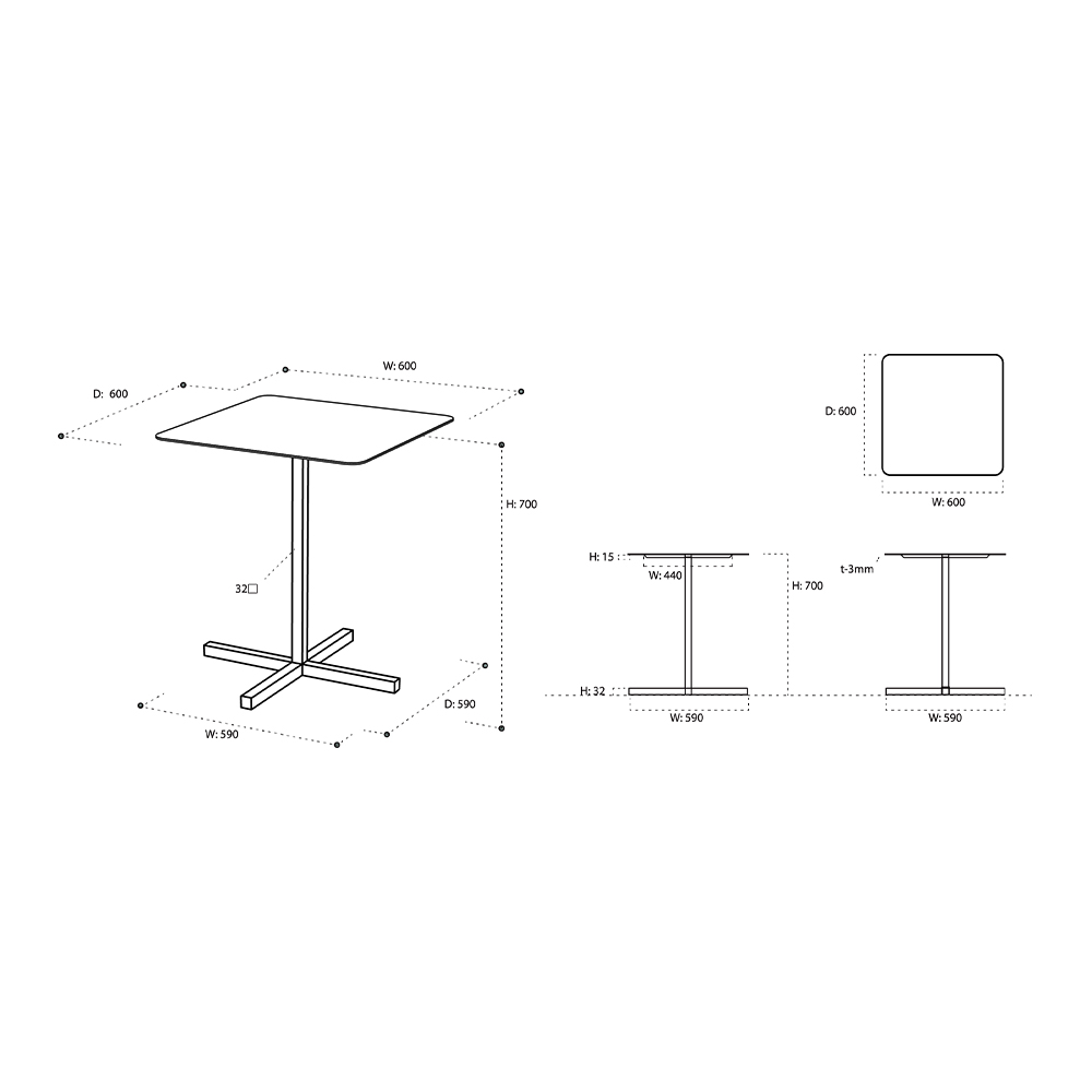 DUENDE SOLID STEEL DINER TABLE SQUARE / DUENDE（デュエンデ） / ダイニングテーブル / DUE10028_dt_21.jpg