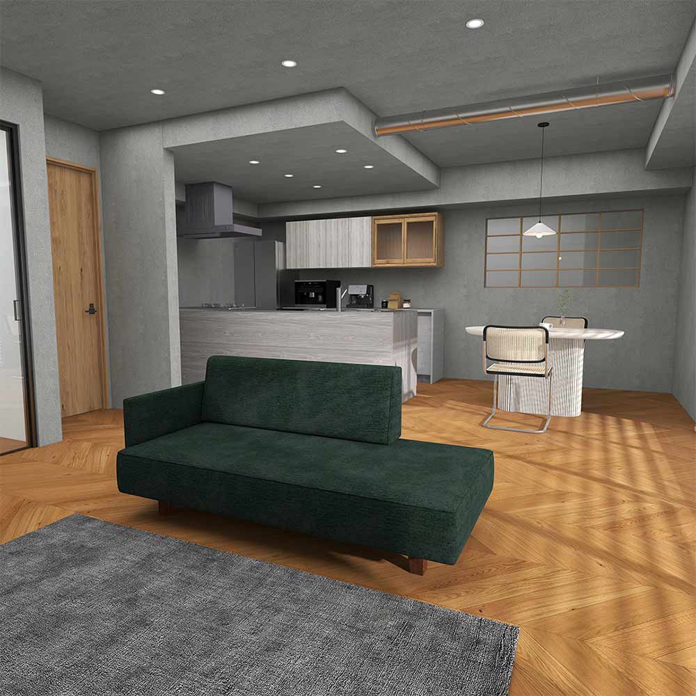 UK 2.5P SOFA ONE ARM RIGHT TYPE 木脚(ブラウン) / FLANNEL SOFA（フランネルソファ） / 2人掛けソファ / FLN10073_dt_01.jpg
