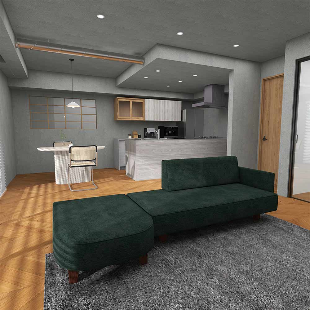 UK COUCH SOFA ONE ARM RIGHT TYPE 木脚(ブラウン) / FLANNEL SOFA（フランネルソファ） / カウチソファ / FLN10077_dt_01.jpg
