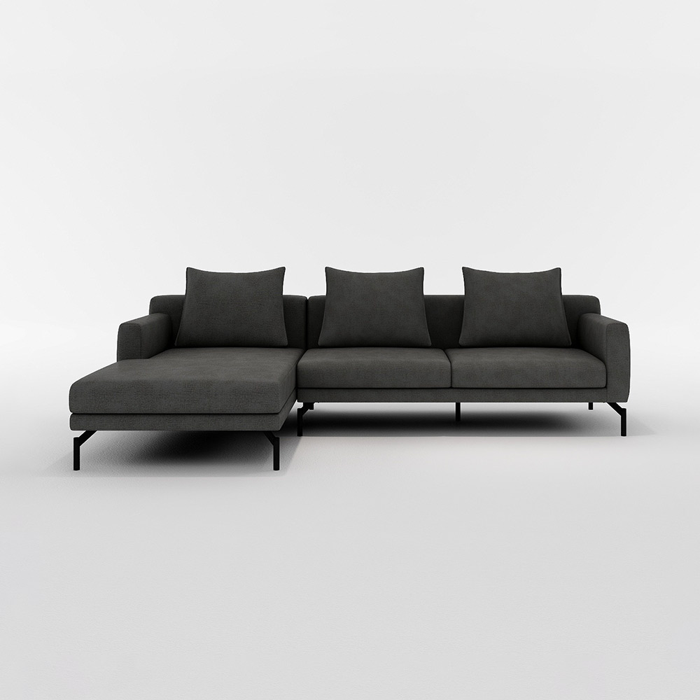 LENIS COUCH RIGHT TYPE スチール脚(ブラック) / FLANNEL SOFA(フランネルソファ) / カウチソファ / FLN10093BLK_ma.jpg