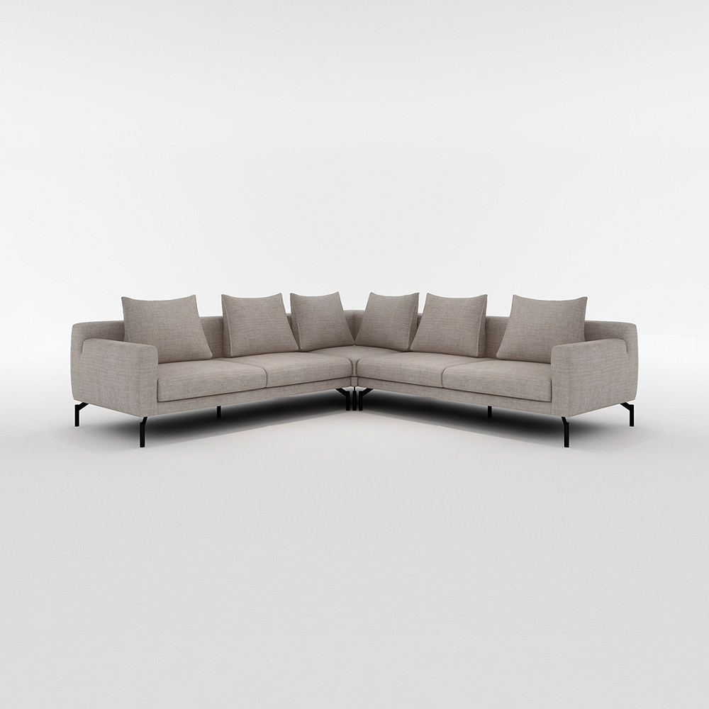 LENIS CORNER SOFA SET(2.5P Right + 2.5P left + 1P corner) サイドクッション有り / FLANNEL SOFA(フランネルソファ) / コーナーソファ / FLN10095BEG_ma.jpg