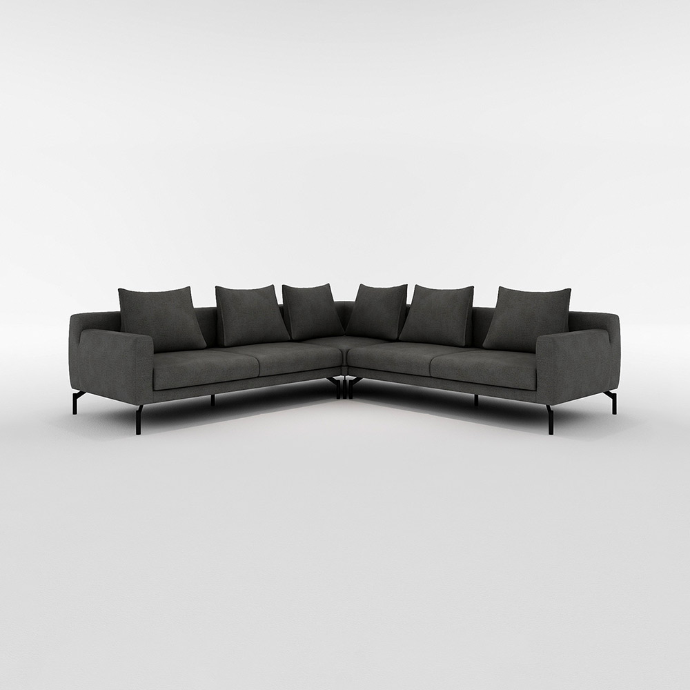 LENIS CORNER SOFA SET(2.5P Right + 2.5P left + 1P corner) サイドクッション有り / FLANNEL SOFA(フランネルソファ) / コーナーソファ / FLN10095BLK_ma.jpg