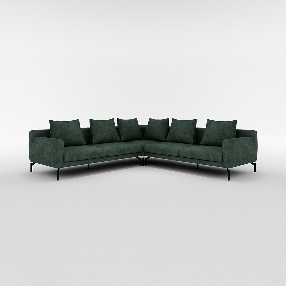 LENIS CORNER SOFA SET(2.5P Right + 2.5P left + 1P corner) サイドクッション有り / FLANNEL SOFA(フランネルソファ) / コーナーソファ / FLN10095GRN_ma.jpg