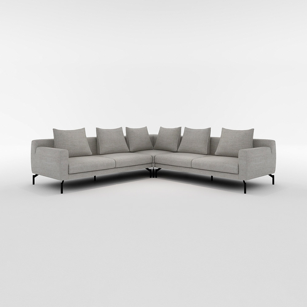 LENIS CORNER SOFA SET(2.5P Right + 2.5P left + 1P corner) サイドクッション有り / FLANNEL SOFA(フランネルソファ) / コーナーソファ / FLN10095GRY_ma.jpg