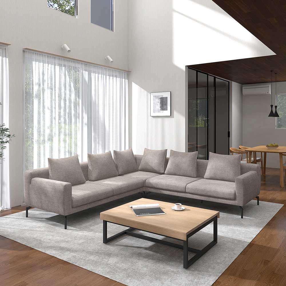 LENIS CORNER SOFA SET(2.5P Right + 2.5P left + 1P corner) サイドクッション有り / FLANNEL SOFA（フランネルソファ） / コーナーソファ / FLN10095_dt_01.jpg