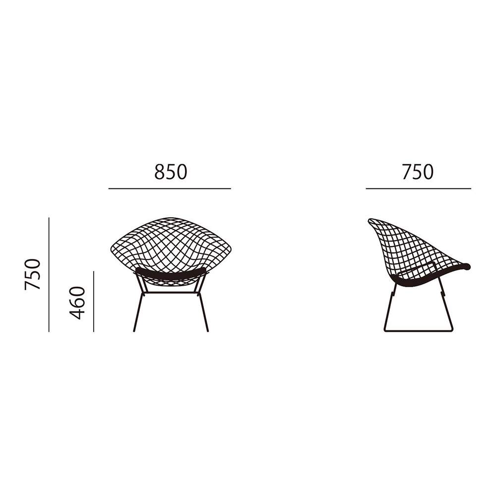 Bertoia Collection Diamond Arm Chair シートパッドなし ホワイト / Knoll（ノル） / ラウンジチェア / KNL10040_dt_05.jpg
