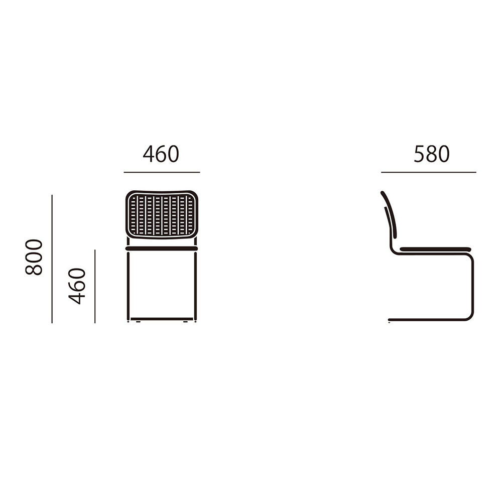 Breuer Collection Cesca Armless Chair クローム 籐機械張り-ブラックビーチ / Knoll（ノル） / ダイニングチェア / KNL10072_dt_04.jpg