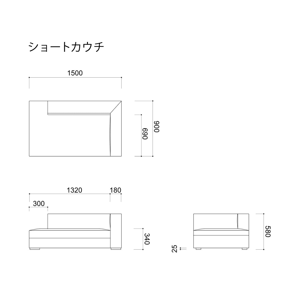 LIMA ベンチ＋ショートカウチ(左ショートカウチ) / KOKOROISHI（ココロイシ） / 2人掛けソファ / KRI10013_dt_09.jpg