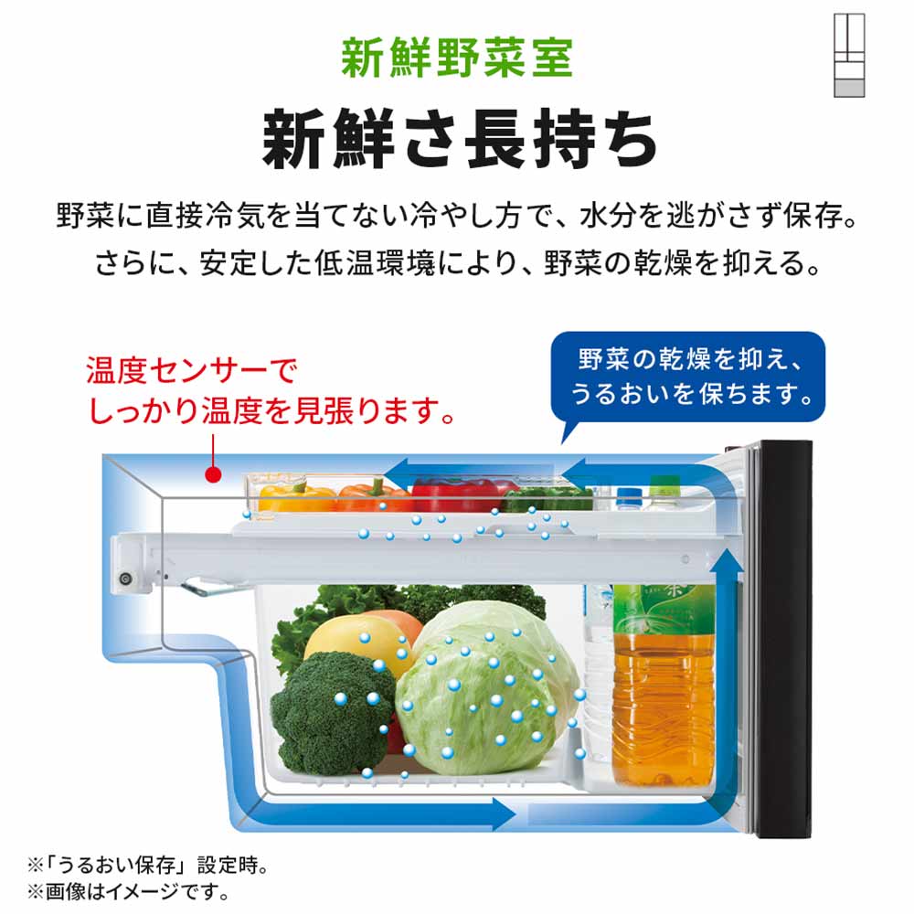 MITSUBISHI 495L 6ドア冷蔵庫 冷凍室真ん中タイプ MR-JW50M (観音開き) / MITSUBISHI（ミツビシ） / 冷蔵庫・冷凍庫 / MTB10107_dt_16.jpg