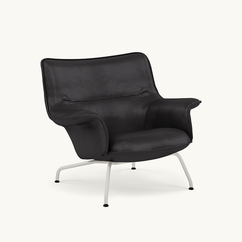 DOZE LOUNGE CHAIR LOW BACK Leather/TUBE BASE Grey / muuto（ムート） / ラウンジチェア / MUT10287BLK_ma.jpg