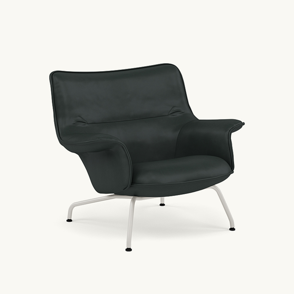 DOZE LOUNGE CHAIR LOW BACK Leather/TUBE BASE Grey / muuto（ムート） / ラウンジチェア / MUT10287GRN_ma.jpg