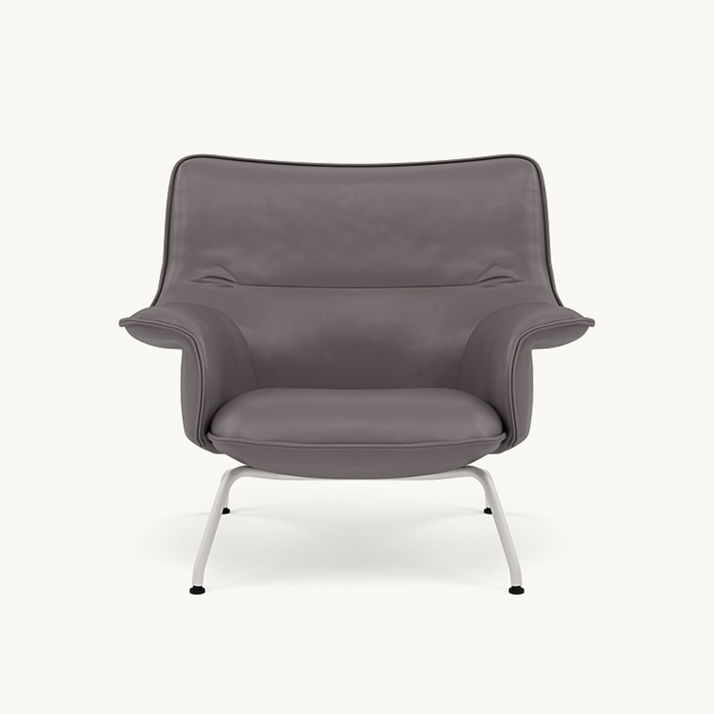 DOZE LOUNGE CHAIR LOW BACK Leather/TUBE BASE Grey / muuto（ムート） / ラウンジチェア / MUT10287_dt_01.jpg