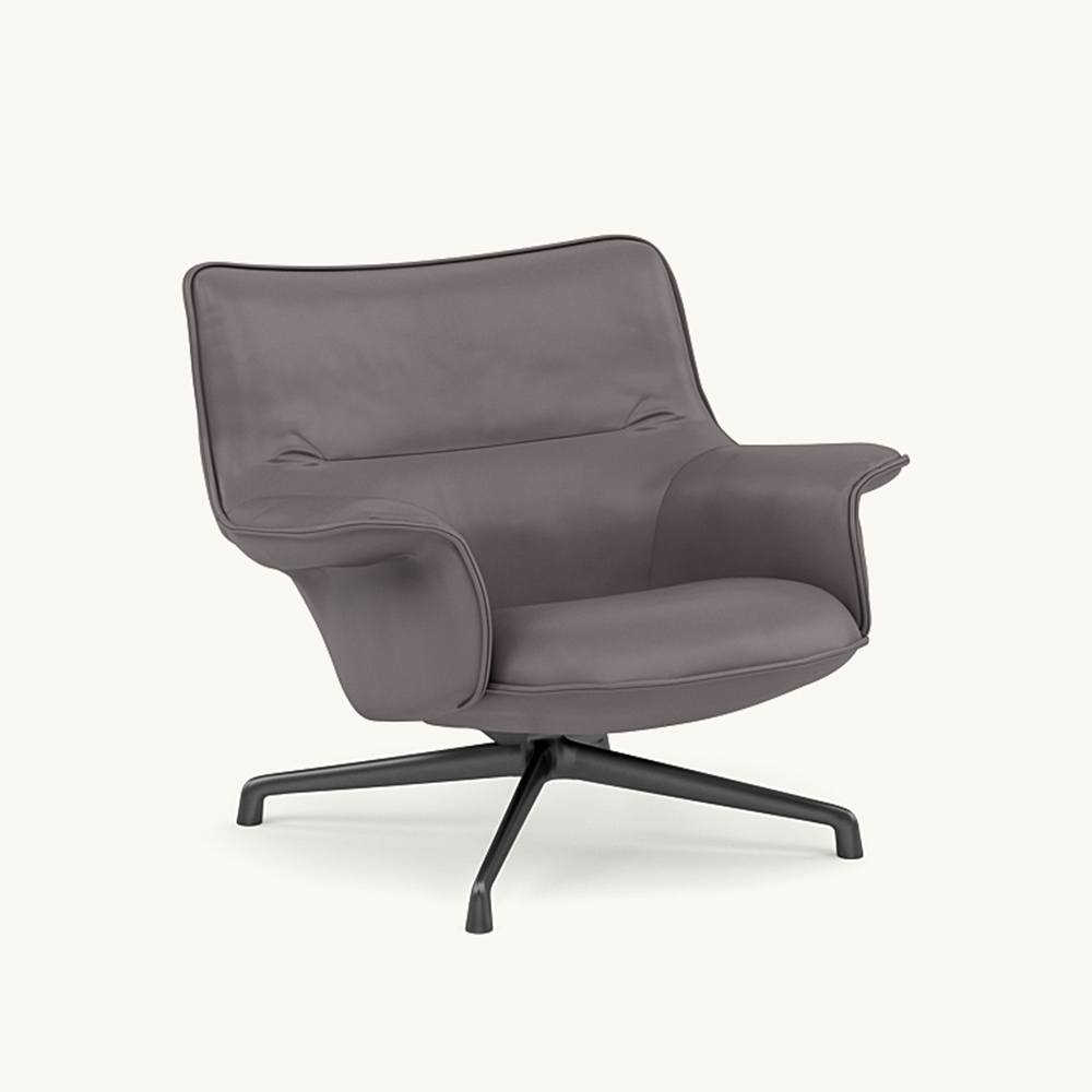 DOZE LOUNGE CHAIR LOW BACK Leather/SWIVEL BASE Anthracite Black / muuto（ムート） / ラウンジチェア / MUT10290GRY_ma.jpg