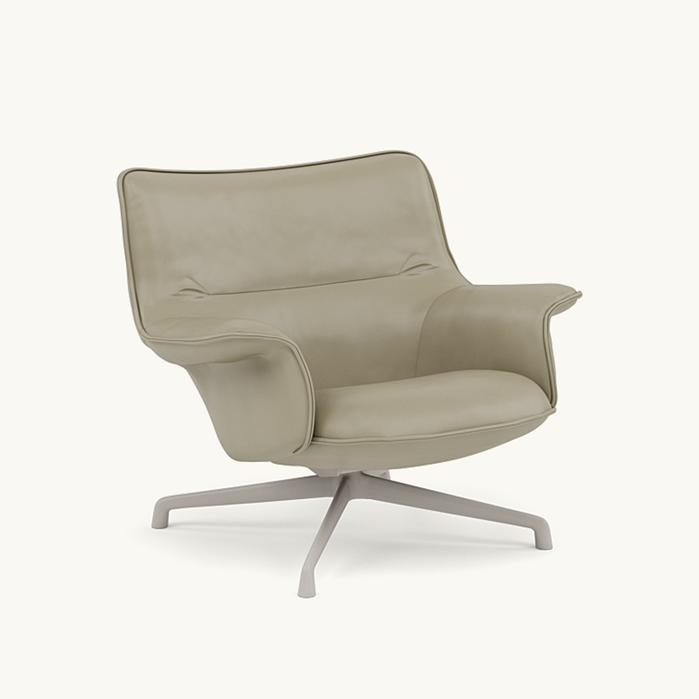 DOZE LOUNGE CHAIR LOW BACK Leather/SWIVEL BASE Grey / muuto（ムート） / ラウンジチェア / MUT10291DBR_ma.jpg