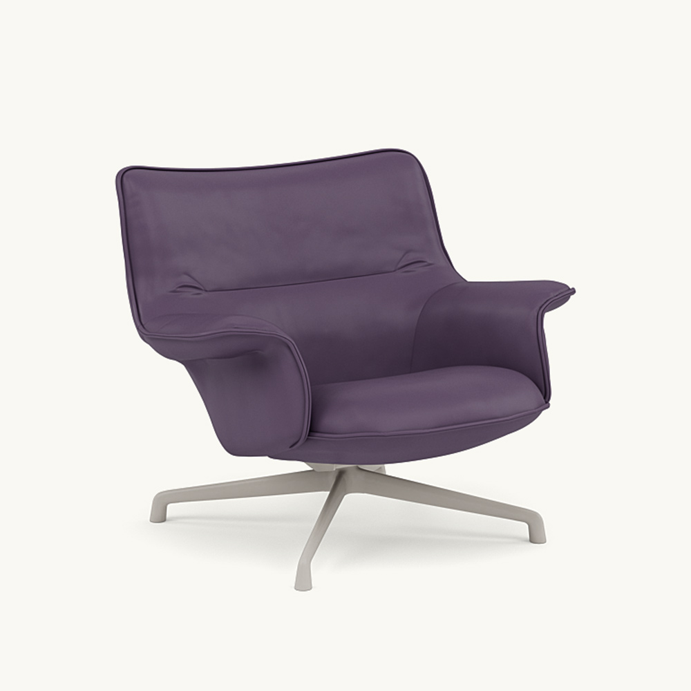 DOZE LOUNGE CHAIR LOW BACK Leather/SWIVEL BASE Grey / muuto（ムート） / ラウンジチェア / MUT10291PPL_ma.jpg