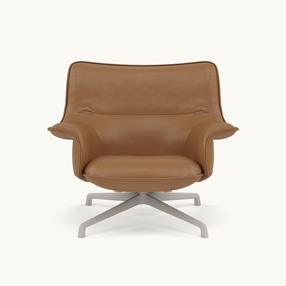 DOZE LOUNGE CHAIR LOW BACK Leather/SWIVEL BASE Grey / muuto（ムート） / ラウンジチェア / MUT10291_dt_01.jpg