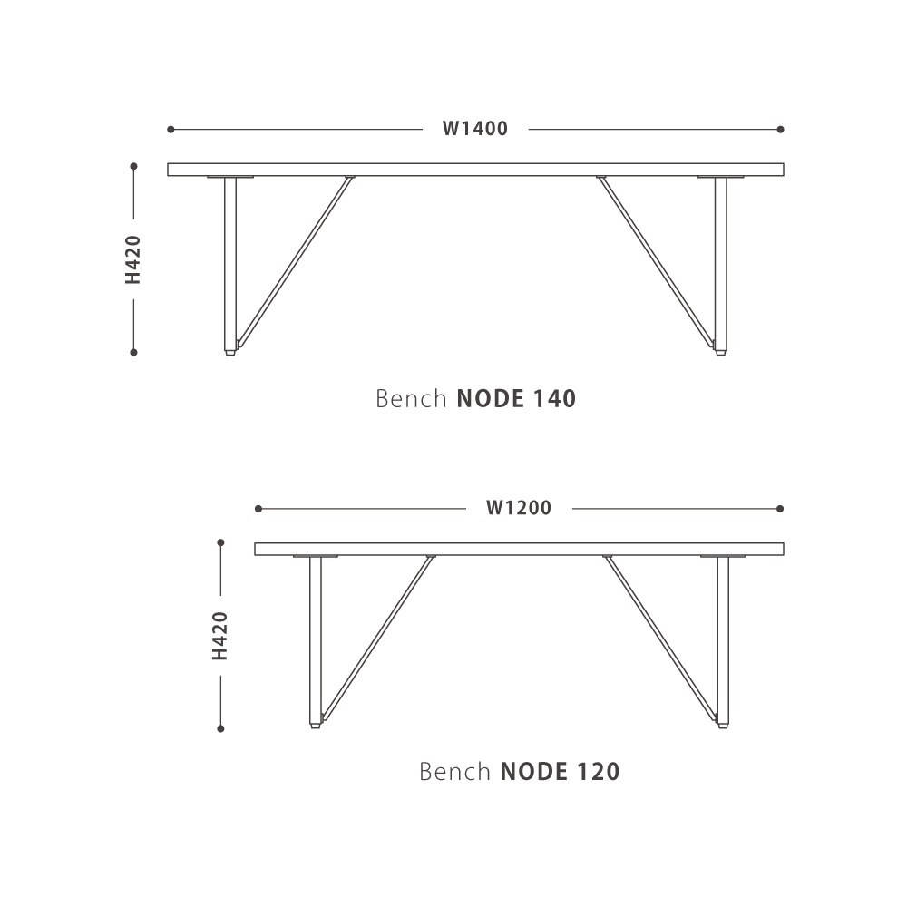 BENCH NODE II (140) / NOWHERE LIKE HOME（ノーウェアライクホーム） / ベンチ・ダイニングベンチ / NLH10211_dt_04.jpg