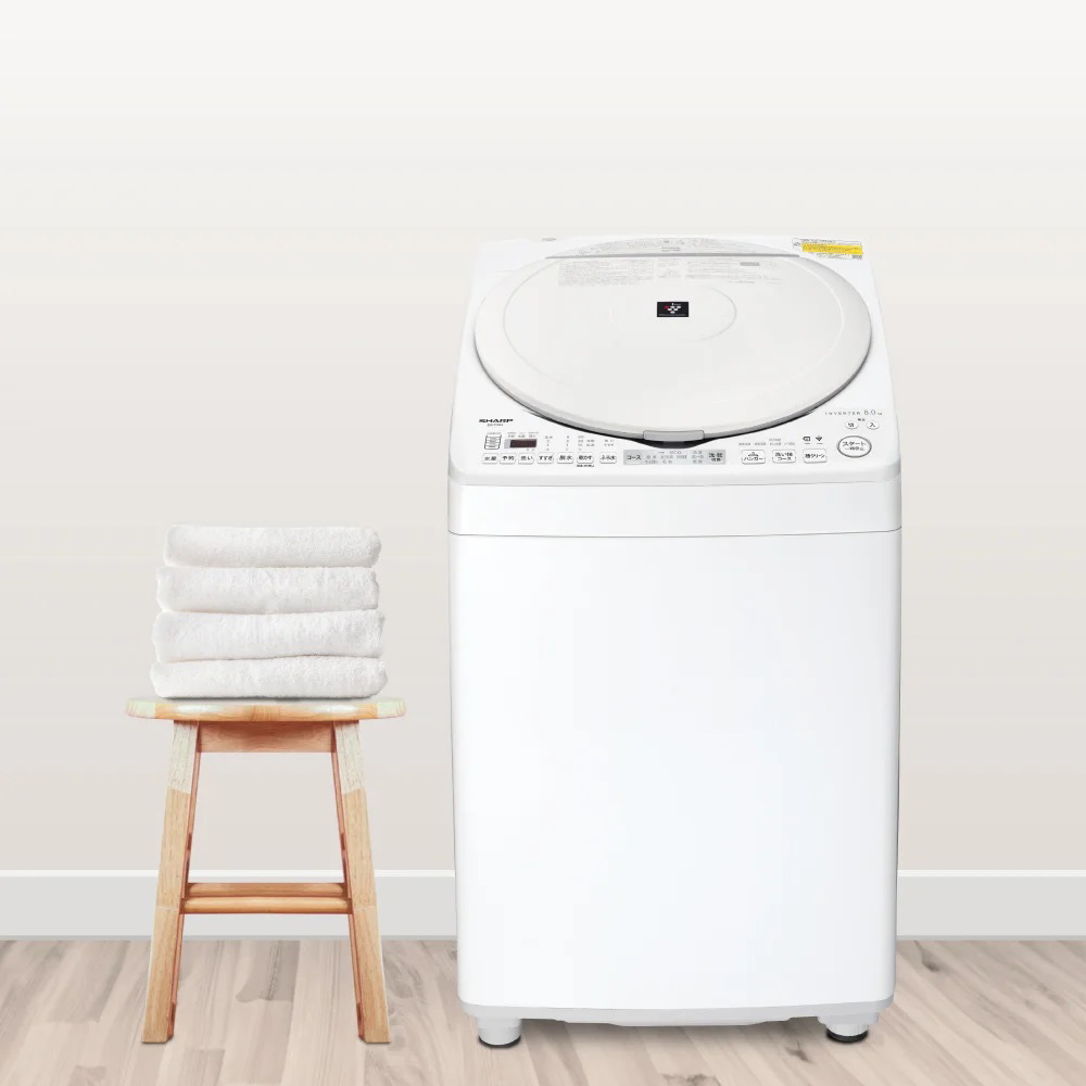 SHARP SHARP タテ型洗濯乾燥機 8kg ホワイト系 ES-TX8J-W SHARP SHARP タテ型洗濯乾燥機 8kg ホワイト系 ES-TX8J-W