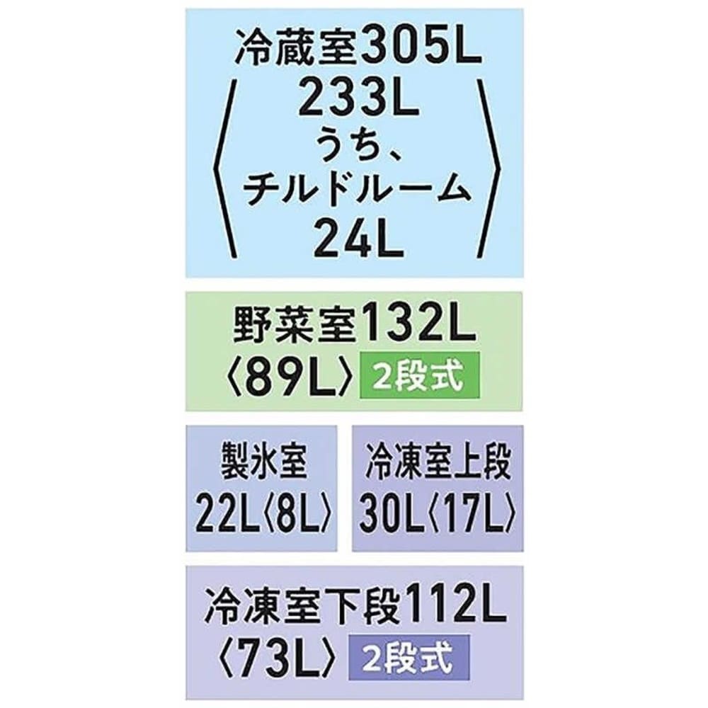 TOSHIBA VEGETA 601L 6ドア冷凍冷蔵庫 GR-Y600FH (観音開き) / TOSHIBA（トウシバ） / 冷蔵庫・冷凍庫 / TSB10180_dt_08.jpg