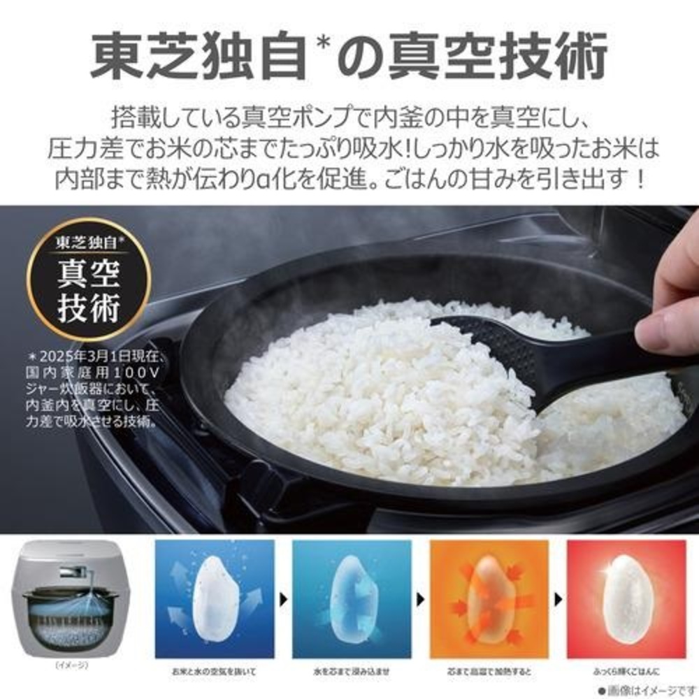 TOSHIBA 炎匠炊き 真空圧力IH炊飯器 5.5合炊き RC-10ZWX-K グランブラック / TOSHIBA（トウシバ） / 炊飯器 / TSB10198_dt_01.jpg