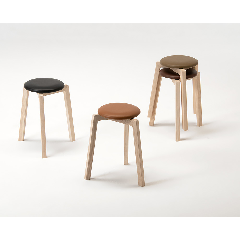 TP センの木の家具 Stacking Stool 革座 / 大雪木工（タイセツモッコウ） / スツール / TSM10038_dt_03.jpg