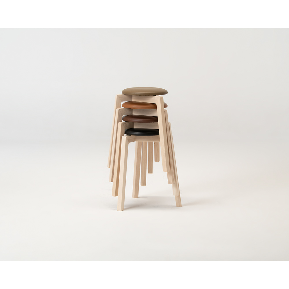 TP センの木の家具 Stacking Stool 革座 / 大雪木工（タイセツモッコウ） / スツール / TSM10038_dt_06.jpg