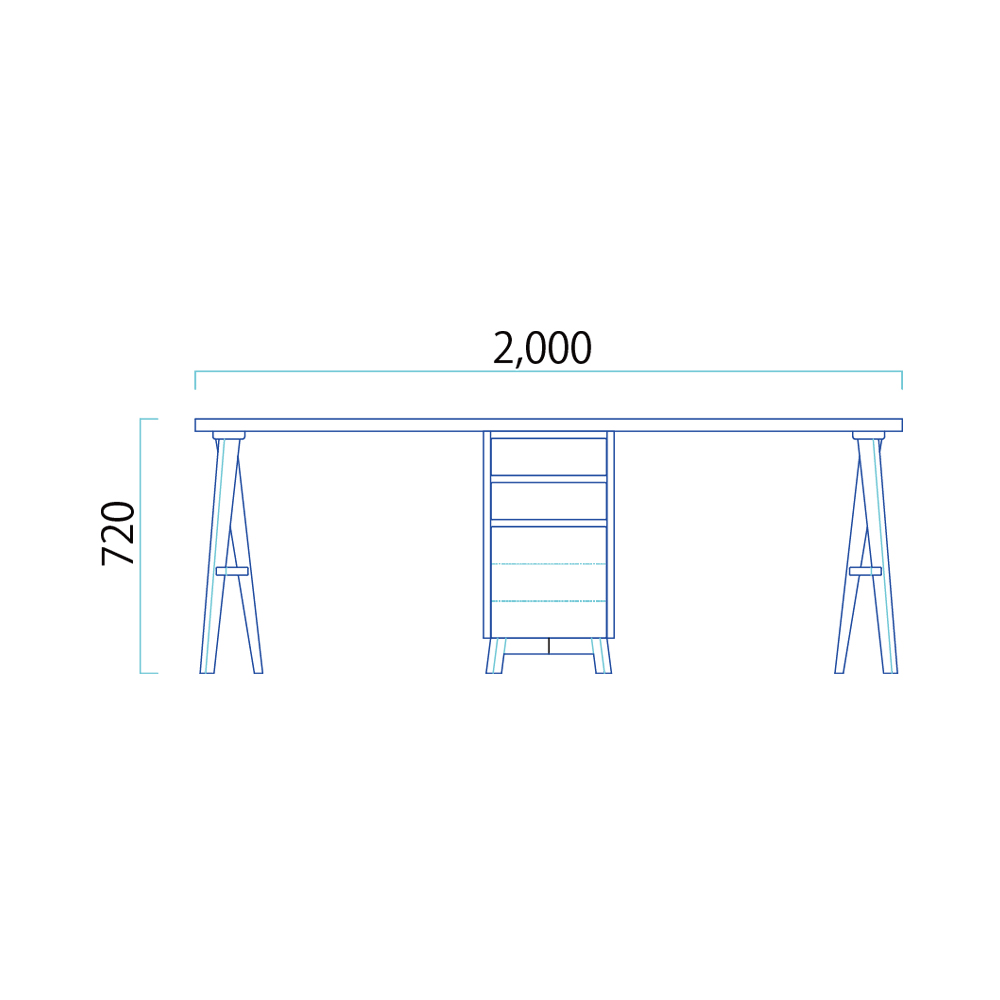 Solid Desk ツインデスクタイプ 2000 / 大雪木工（タイセツモッコウ） / デスク・PCデスク / TSM10063_dt_02.jpg