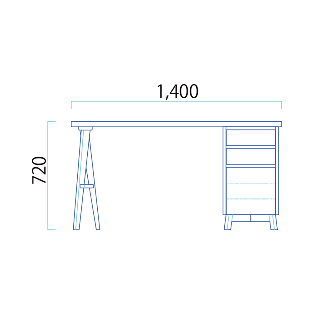 Solid Desk 片袖タイプ 1400 / 大雪木工（タイセツモッコウ） / デスク・PCデスク / TSM10079_dt_02.jpg