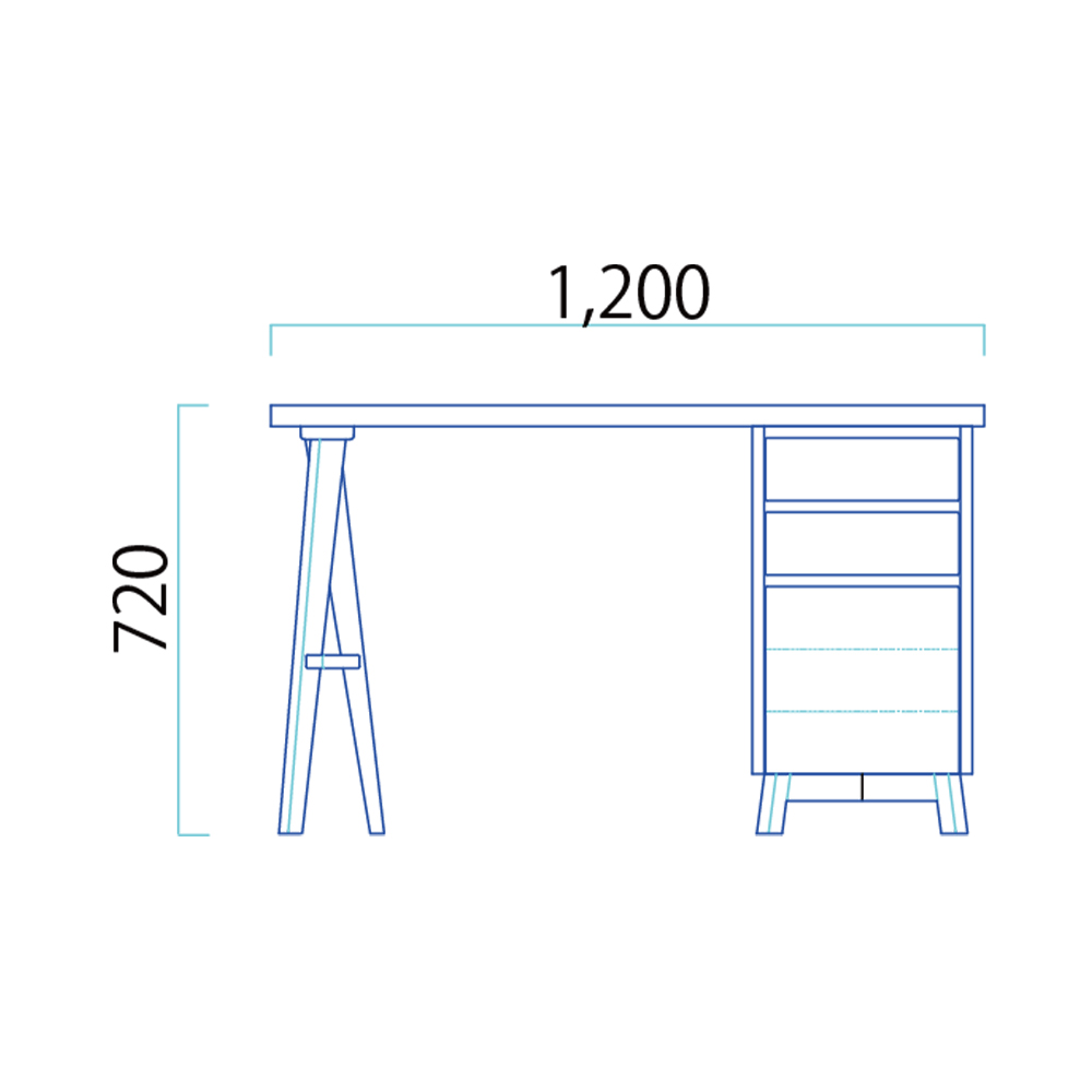Solid Desk 片袖タイプ 1200 / 大雪木工（タイセツモッコウ） / デスク・PCデスク / TSM10080_dt_02.jpg