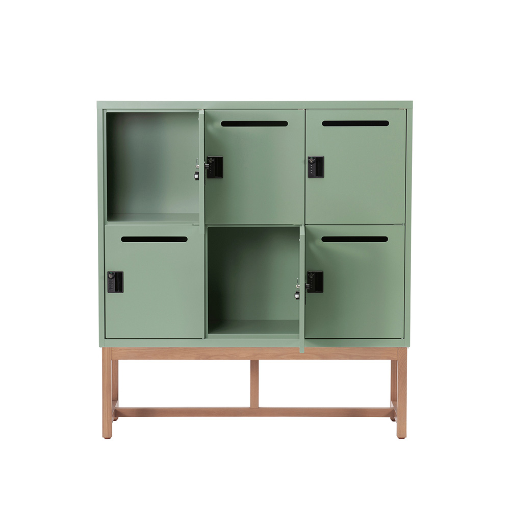 Work Plus FLEX-WIZ STORAGE 6DOOR Olive ＋ LEG 1170 Oak wood / Work Plus（ワークプラス） / オフィスロッカー・オフィス書庫・オフィスラック / WKP10040_dt_04.jpg
