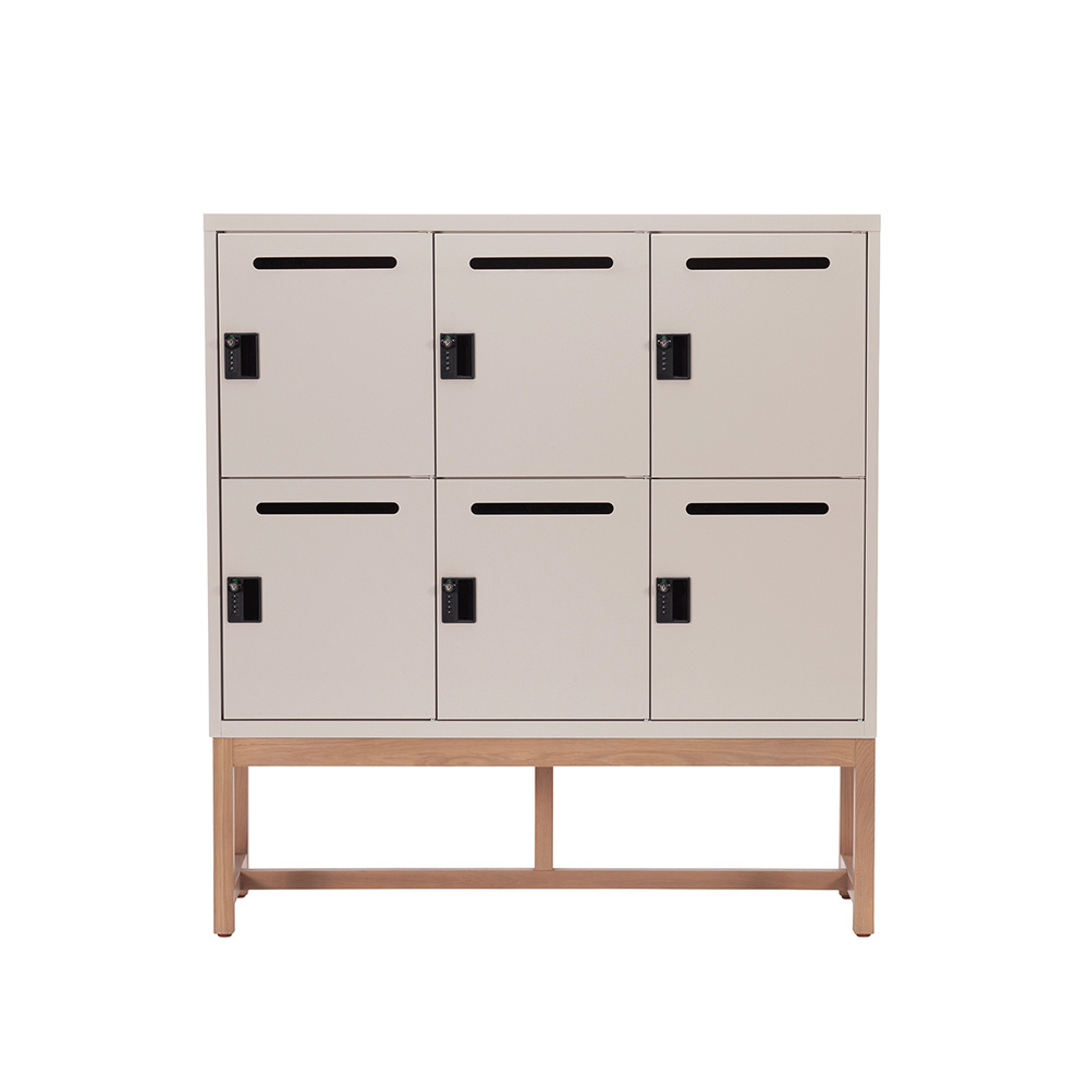 Work Plus FLEX-WIZ STORAGE 6DOOR Greige ＋ LEG 1170 Oak wood / Work Plus（ワークプラス） / オフィスロッカー・オフィス書庫・オフィスラック / WKP10041_dt_01.jpg