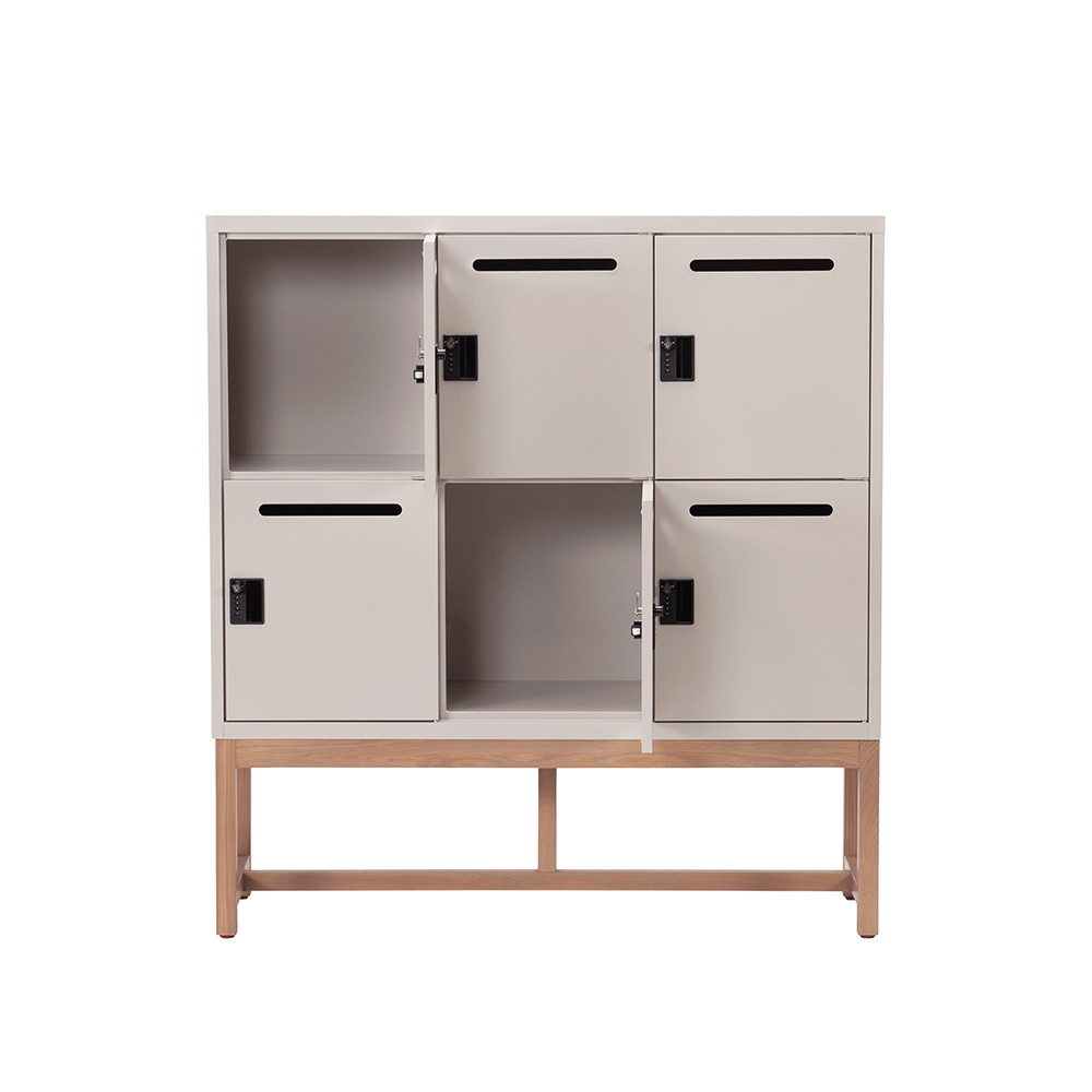 Work Plus FLEX-WIZ STORAGE 6DOOR Greige ＋ LEG 1170 Oak wood / Work Plus（ワークプラス） / オフィスロッカー・オフィス書庫・オフィスラック / WKP10041_dt_04.jpg