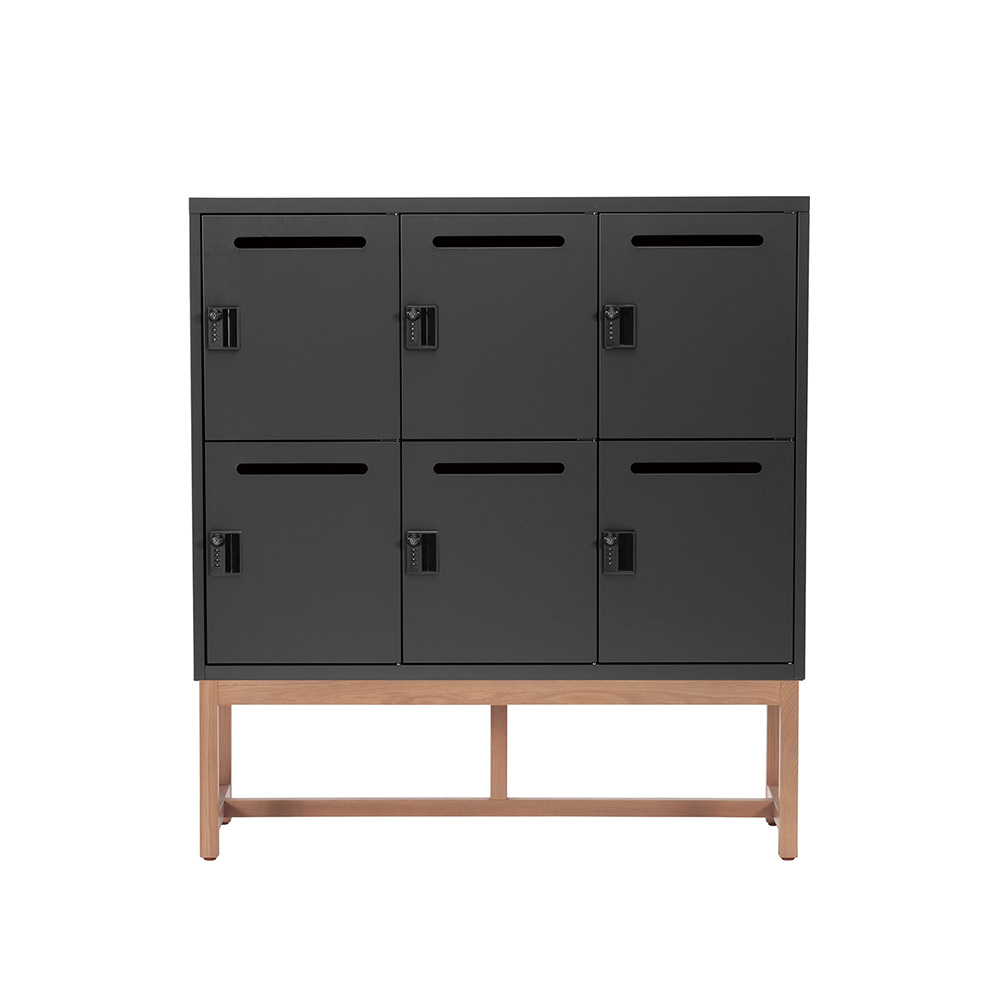 Work Plus FLEX-WIZ STORAGE 6DOOR Black ＋ LEG 1170 Oak wood / Work Plus（ワークプラス） / オフィスロッカー・オフィス書庫・オフィスラック / WKP10042_dt_01.jpg