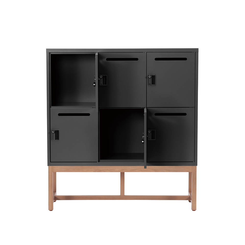 Work Plus FLEX-WIZ STORAGE 6DOOR Black ＋ LEG 1170 Oak wood / Work Plus（ワークプラス） / オフィスロッカー・オフィス書庫・オフィスラック / WKP10042_dt_04.jpg
