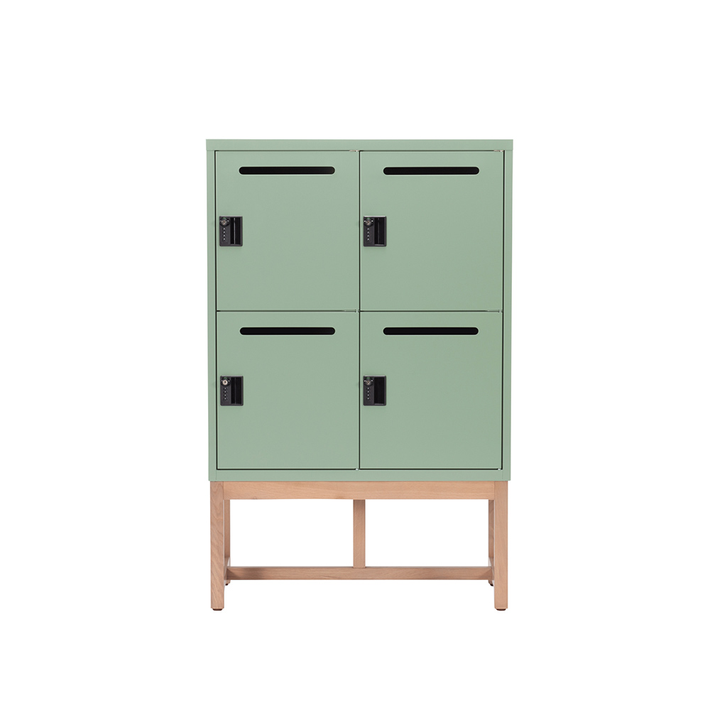 Work Plus FLEX-WIZ STORAGE 4DOOR Olive ＋ LEG 790 Oak wood / Work Plus（ワークプラス） / オフィスロッカー・オフィス書庫・オフィスラック / WKP10044_dt_01.jpg