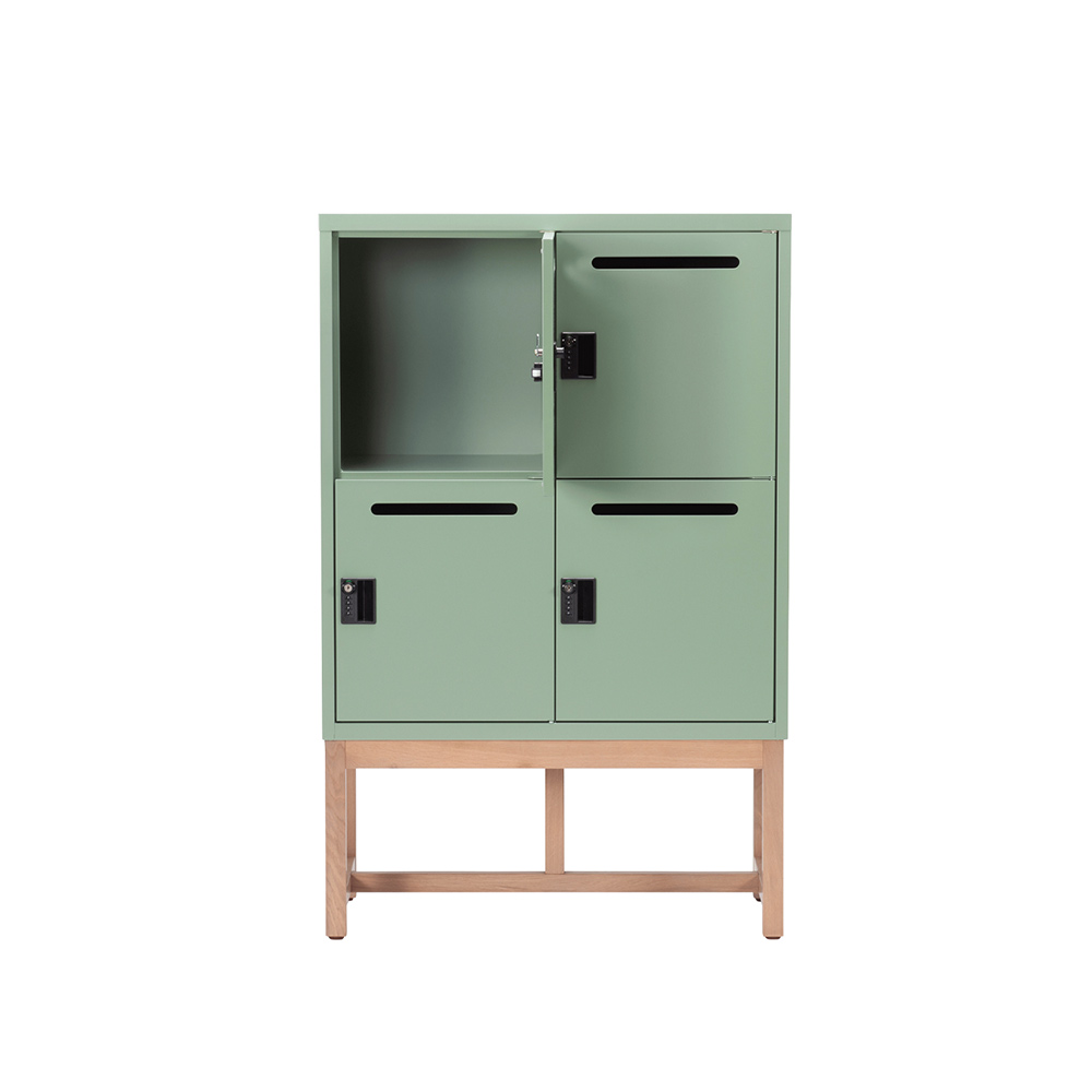 Work Plus FLEX-WIZ STORAGE 4DOOR Olive ＋ LEG 790 Oak wood / Work Plus（ワークプラス） / オフィスロッカー・オフィス書庫・オフィスラック / WKP10044_dt_04.jpg