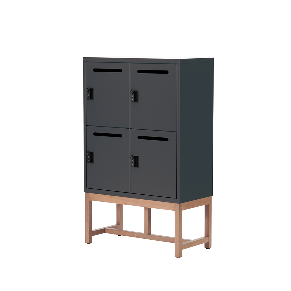 Work Plus FLEX-WIZ STORAGE 4DOOR Black ＋ LEG 790 Oak wood / Work Plus（ワークプラス） / オフィスロッカー・オフィス書庫・オフィスラック / WKP10046BLK_ma.jpg