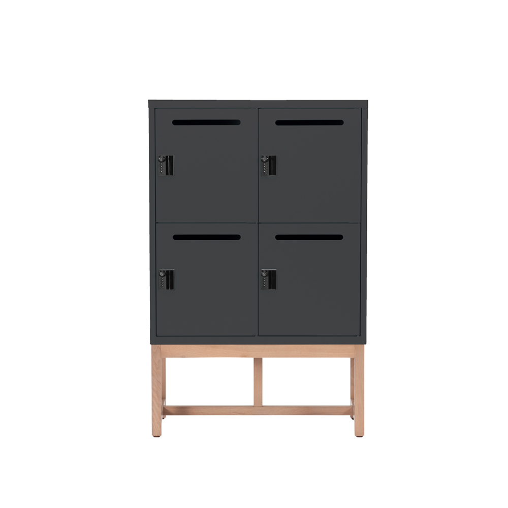 Work Plus FLEX-WIZ STORAGE 4DOOR Black ＋ LEG 790 Oak wood / Work Plus（ワークプラス） / オフィスロッカー・オフィス書庫・オフィスラック / WKP10046_dt_01.jpg
