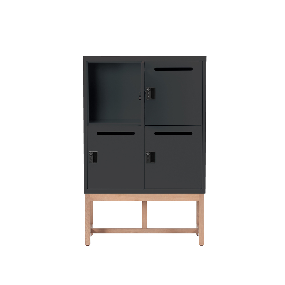 Work Plus FLEX-WIZ STORAGE 4DOOR Black ＋ LEG 790 Oak wood / Work Plus（ワークプラス） / オフィスロッカー・オフィス書庫・オフィスラック / WKP10046_dt_04.jpg
