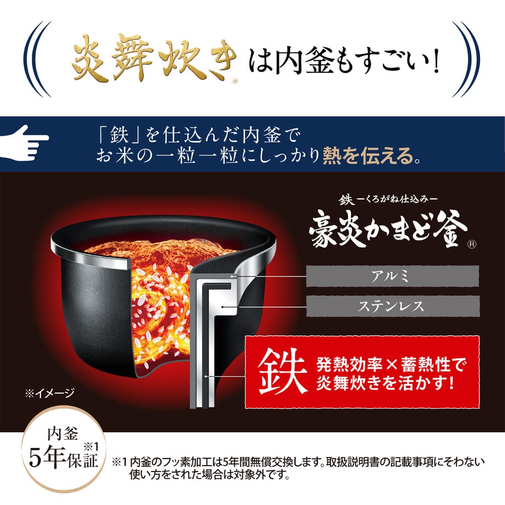 炎舞炊き 圧力IH炊飯ジャー 5.5合炊き NX-AA10_ZOJIRUSHI / ZOJIRUSHI（ゾウジルシ） / 炊飯器 / ZJS10041_dt_03.jpg