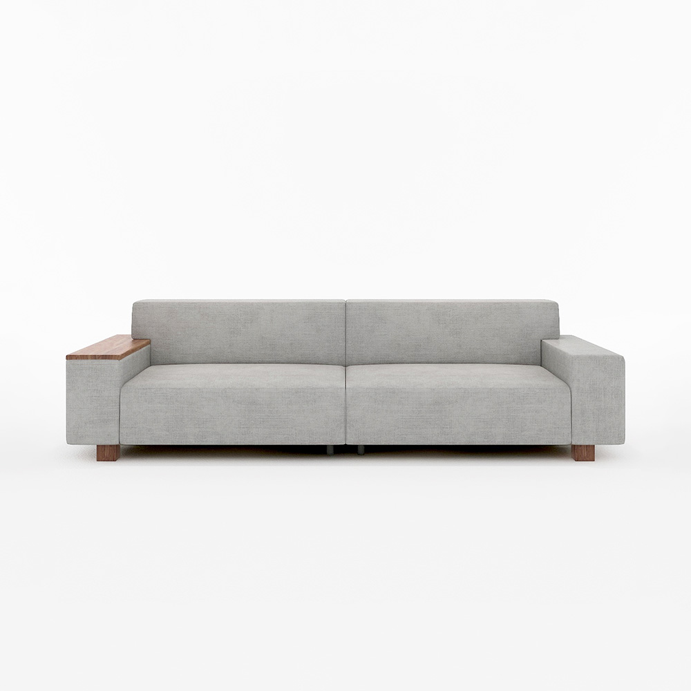 FLANNEL SOFA BRICK 4P SOFA NORMAL 木肘 Right(ウォールナット
