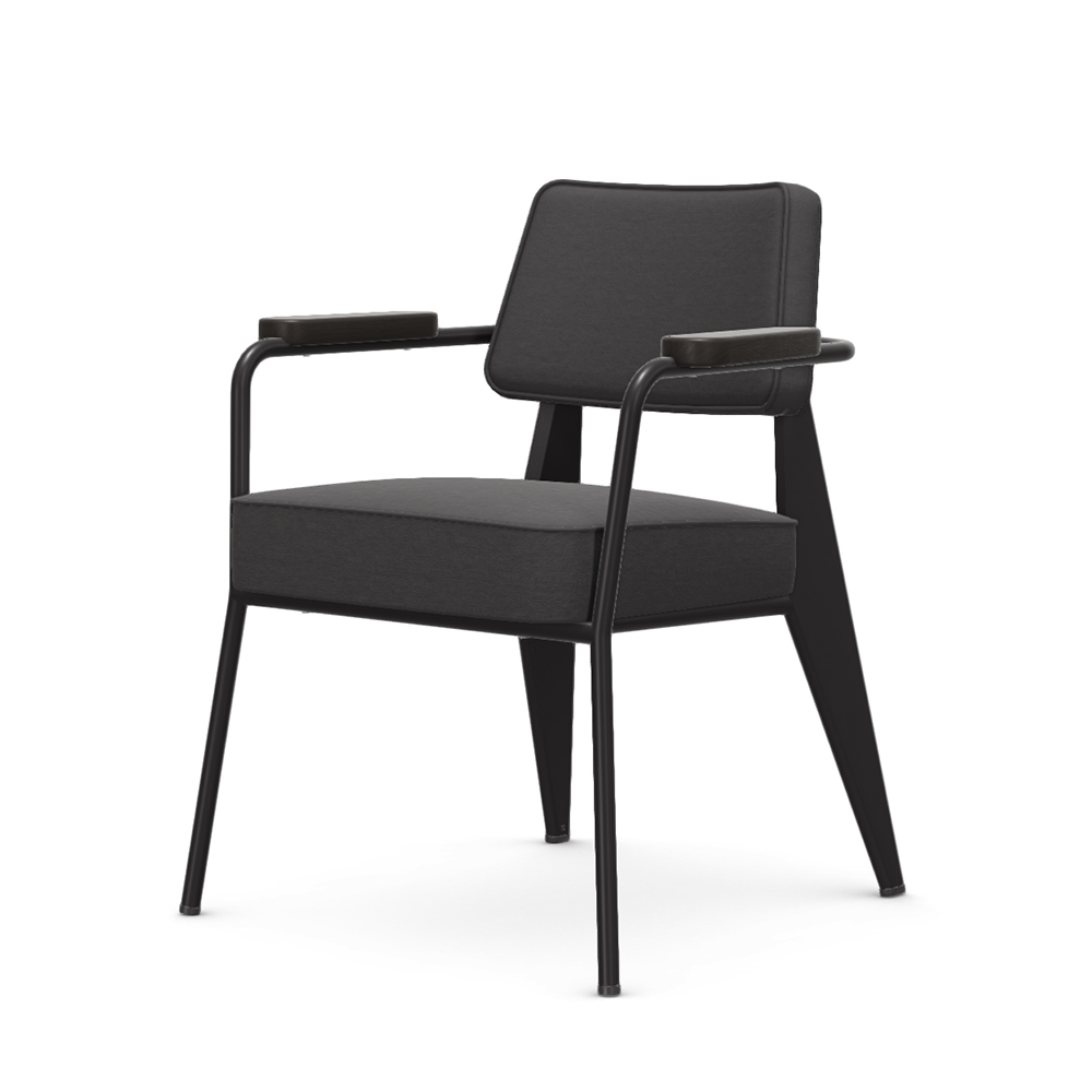 Vitra Fauteuil Direction_Base frame 12 deep black/Armrests 04 dark